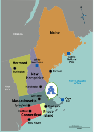 Map of New England. Reptek at 1 location in Sharon MA